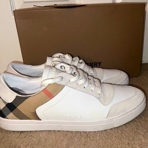 MEN’S BURBERRY LEATHER CHECK SNEAKERS
